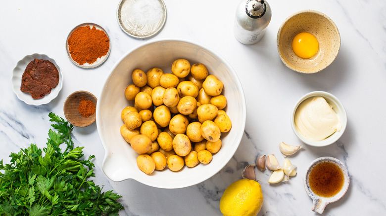 Ingredients for our best classic patatas bravas recipe