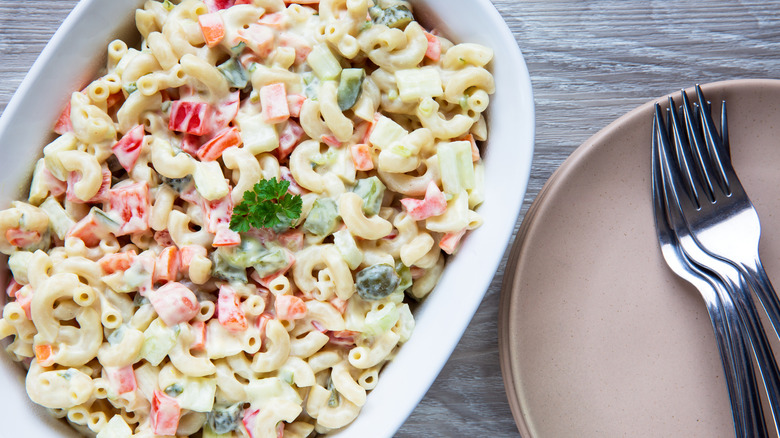 Macaroni Salad in a Serving Dish