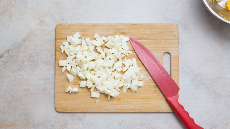 chopped egg whites on board