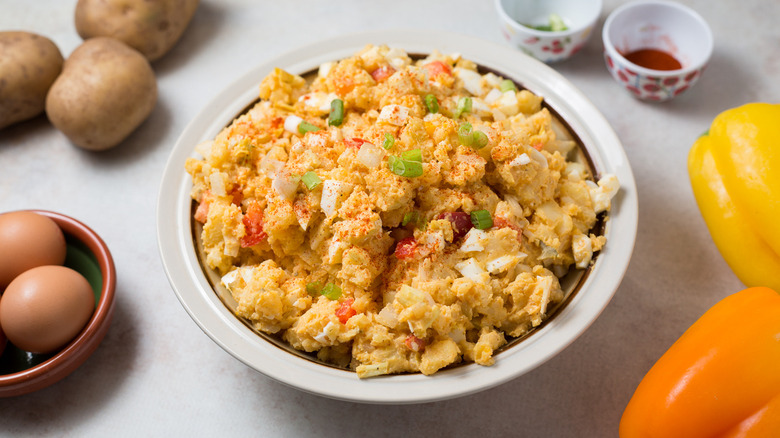 Cajun potato salad on table
