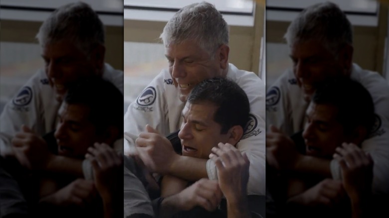 Anthony Bourdain practicing Jiu Jitsu