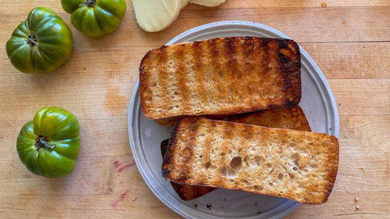 toasted bread on plate