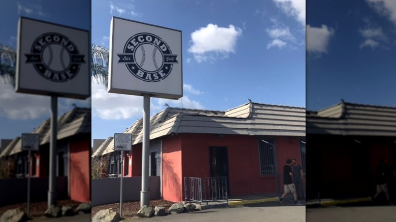 An exterior shot of the Second Base Bar & Grill in Orange, California