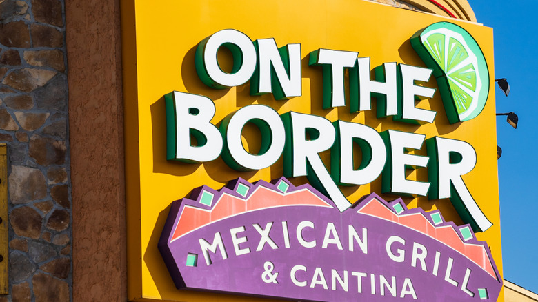 Large yellow sign outside of an On the Border Mexican Grill & Cantina location