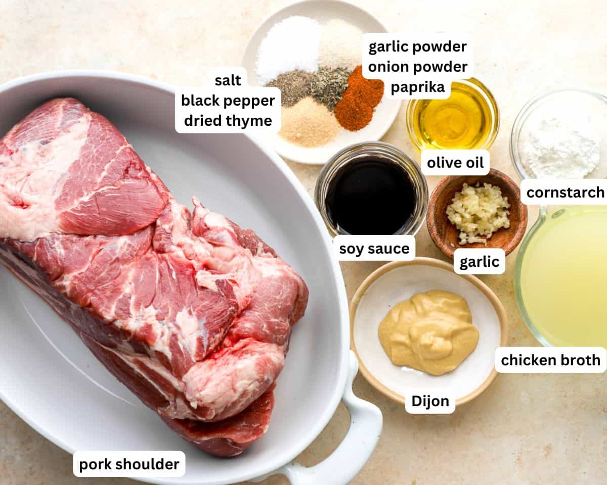 ingredients to make roasted pork shoulder