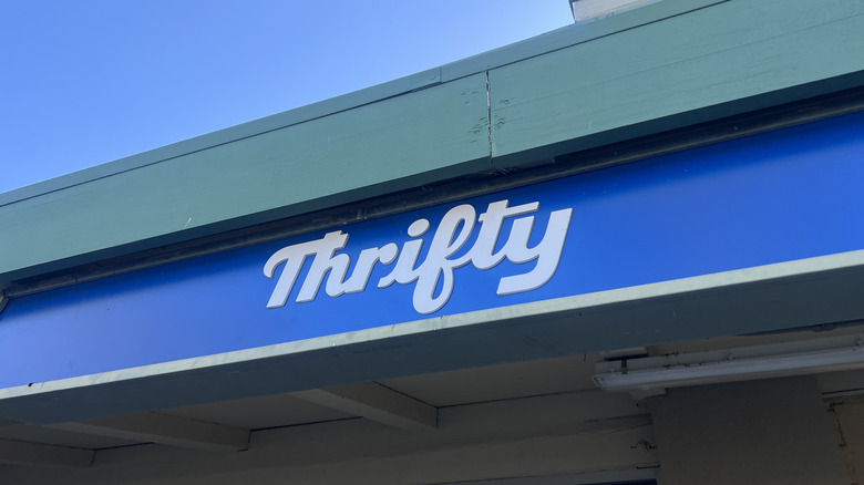 Close up of Thrifty store sign