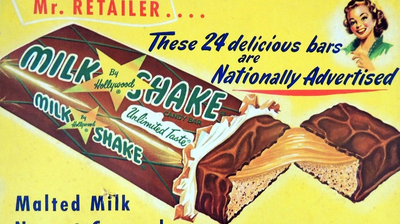 Close up of a vintage milkshake candy bar box