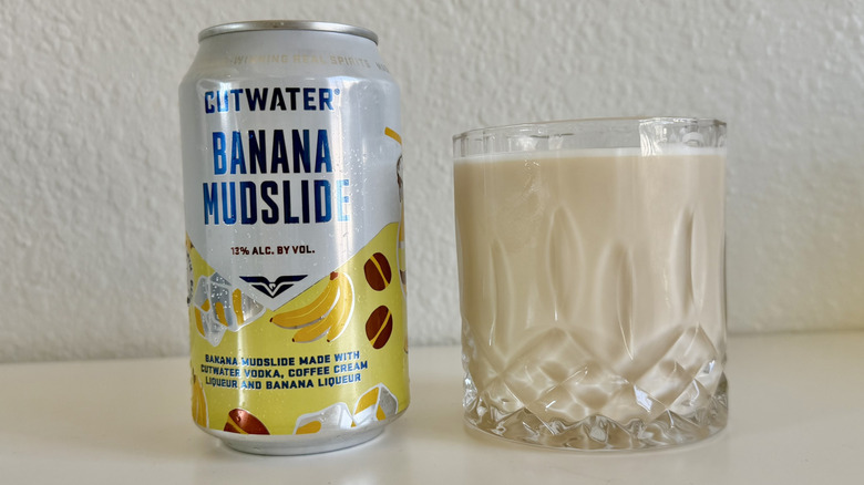 A can of Banana Mudslide cocktail on a table
