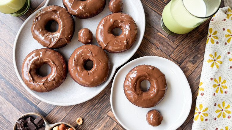 Nutella donuts served on plates