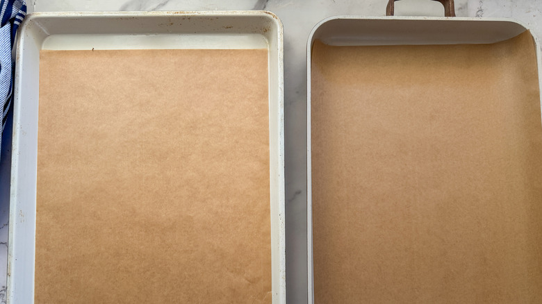 2 lined baking sheets