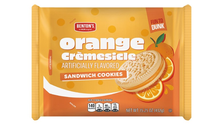 Aldi Benton's Orange Cremesicle cookies on white background