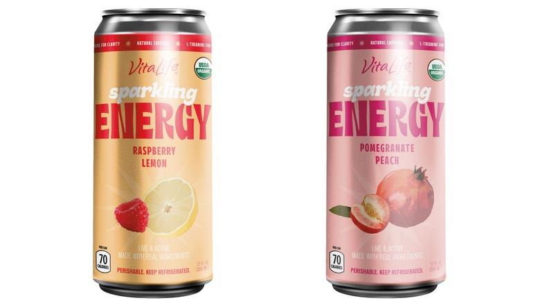 Aldi VitaLife Sparkling Energy Drinks on white background