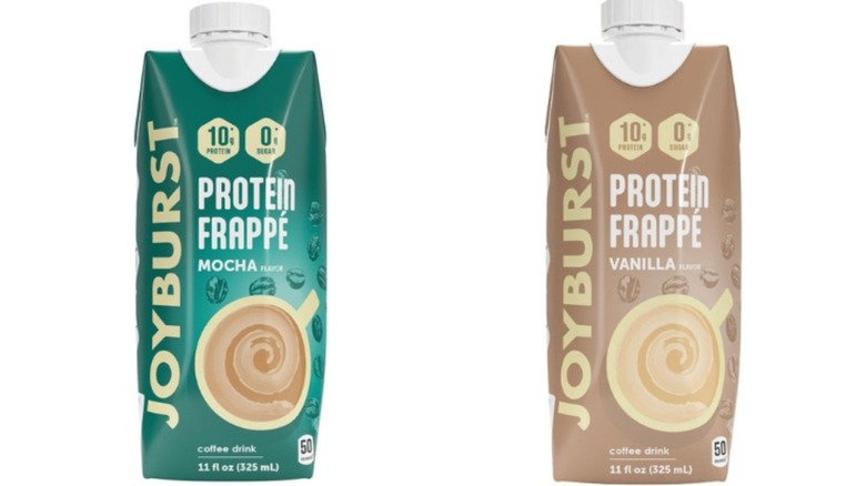 Mocha flavored and vanilla flavored Joyburst protein frappes