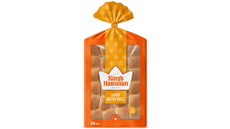 A package of King's Hawaiian Savory Butter Slider Buns on white background
