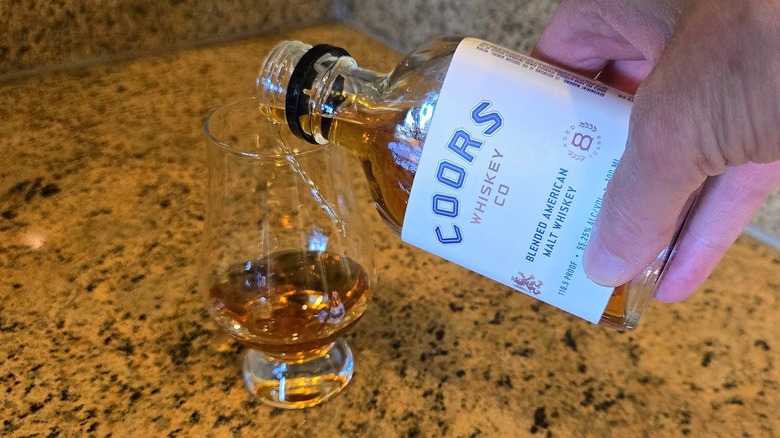 Pouring a dram of Coors Whiskey Co. American Blended Malt whiskey