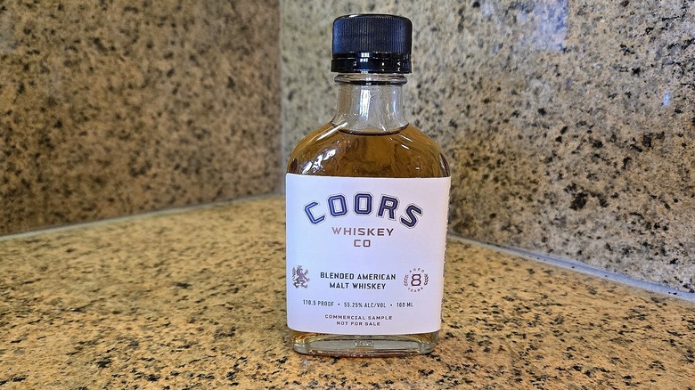 Mini bottle of Coors Whiskey Co. American Blended Malt whiskey