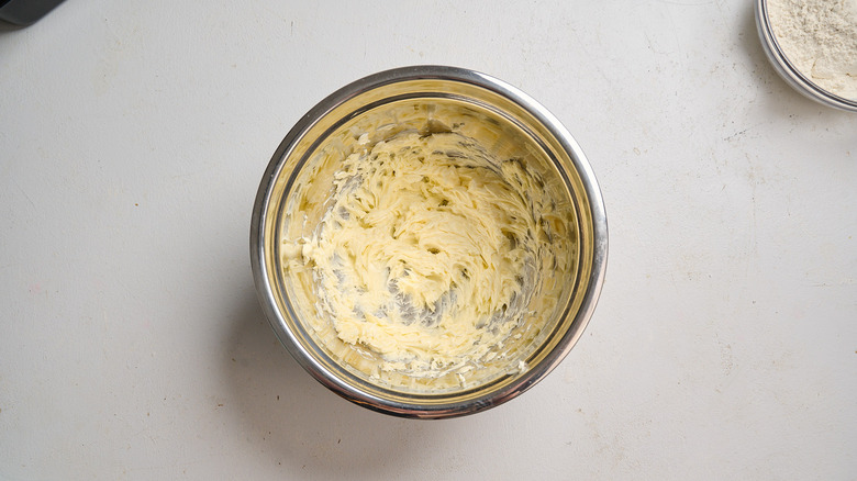 beaten butter in a bowl