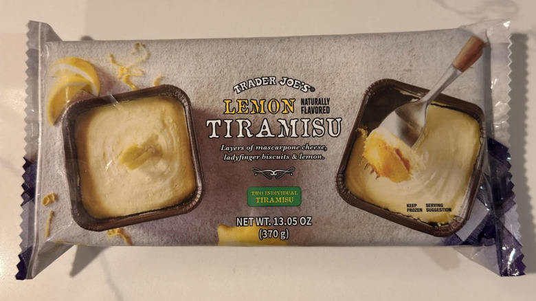 Open package of TJ's Lemon Tiramisu