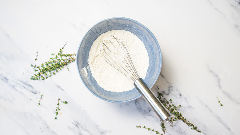 Dry ingredients in bowl.