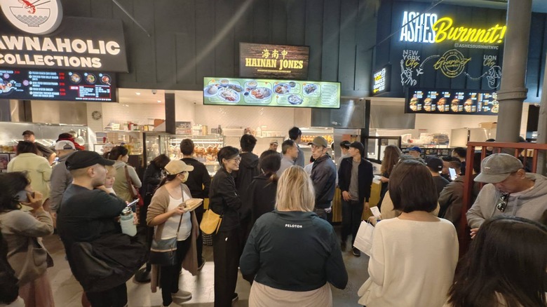 Crowds gathered around the stalls at Urban Hawker