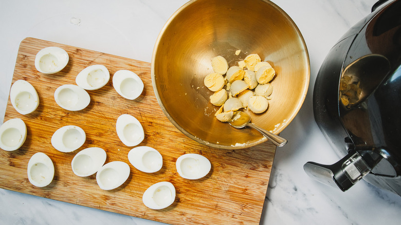 Egg whites and yolks separated.