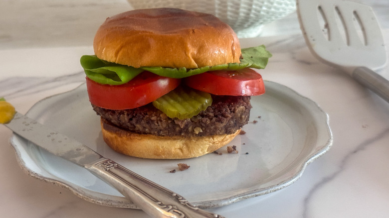 loaded burger on bun