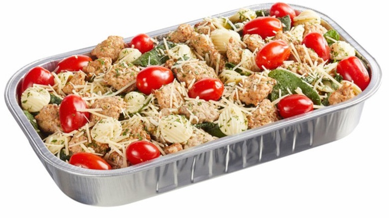 A container of Kirkland Signature Italian Sausage and Pasta in Wine Sauce