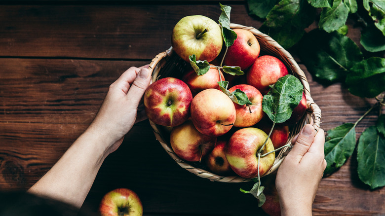 Red apples in basket