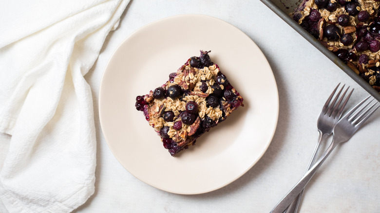 baked oatmeal served on table