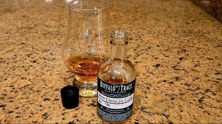Bottle of Kentucky River whiskey and Glencairn glass