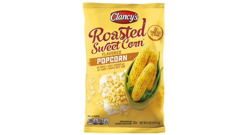 A bag of Clanxcy's Roasted Sweet Corn Flavored Popcorn