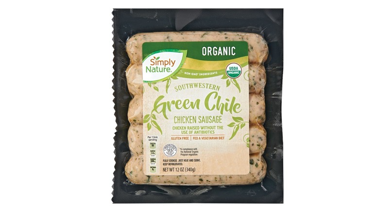 Simply Nature Organic Southwestern Green Chile Chicken Sausage in its packaging
