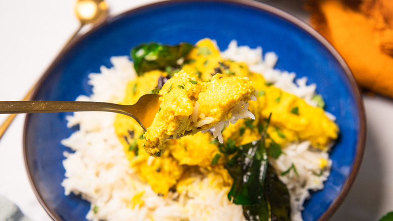 A forkful lifted from Goan ghotache sasav curry.