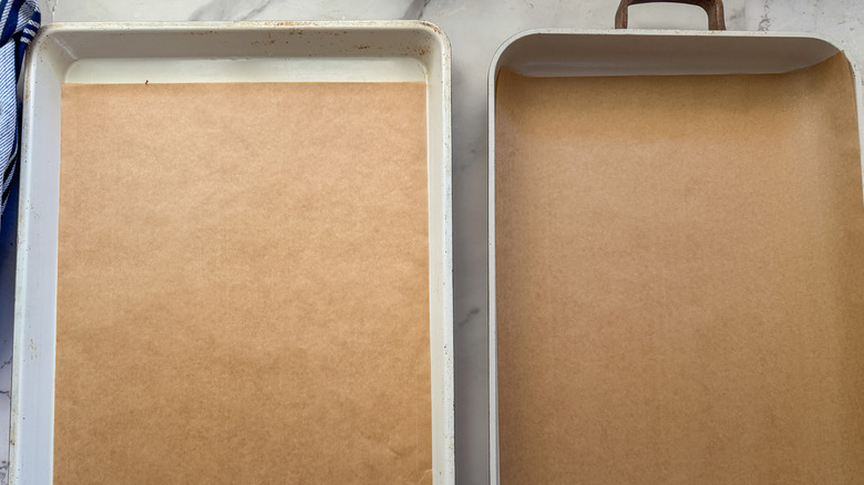 baking sheets lined with parchment paper