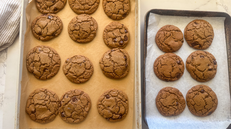 baked coffee cookies on baking sheets