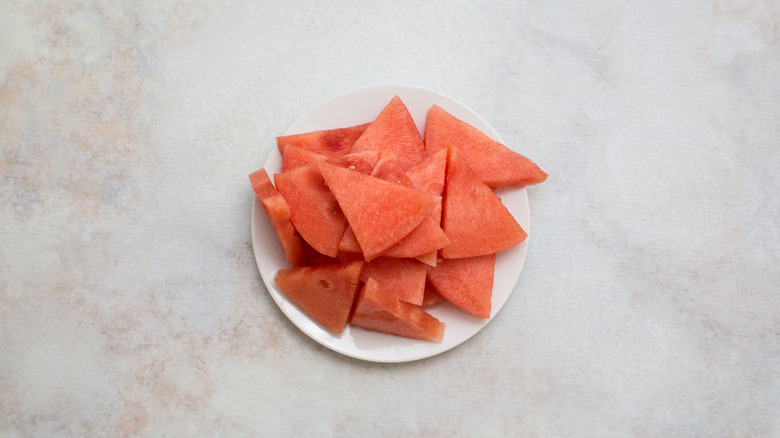 watermelon slices on white plate