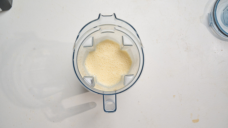 blended pie filling in a blender