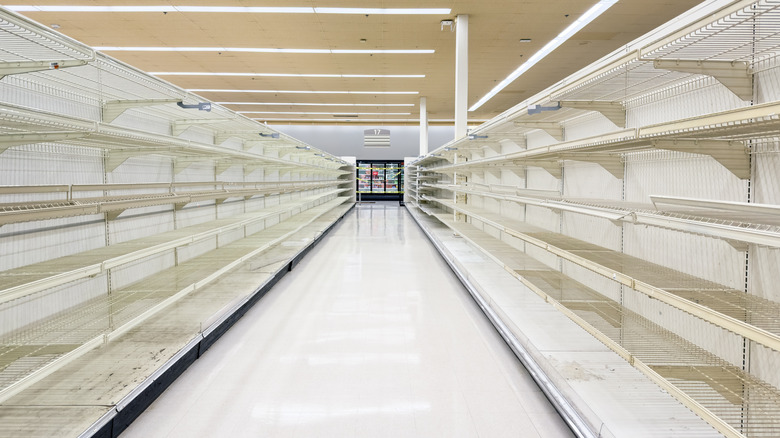 Empty grocery store shelves