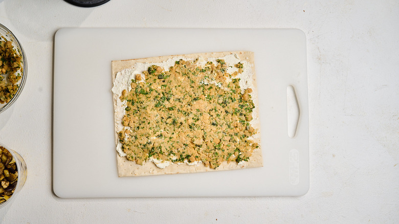 chickpeas layered on top of feta