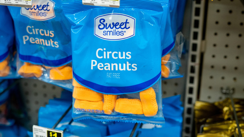packaged Circus Peanuts hang for sale in store