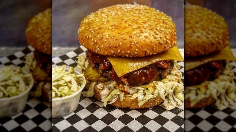 Burger with cole slaw