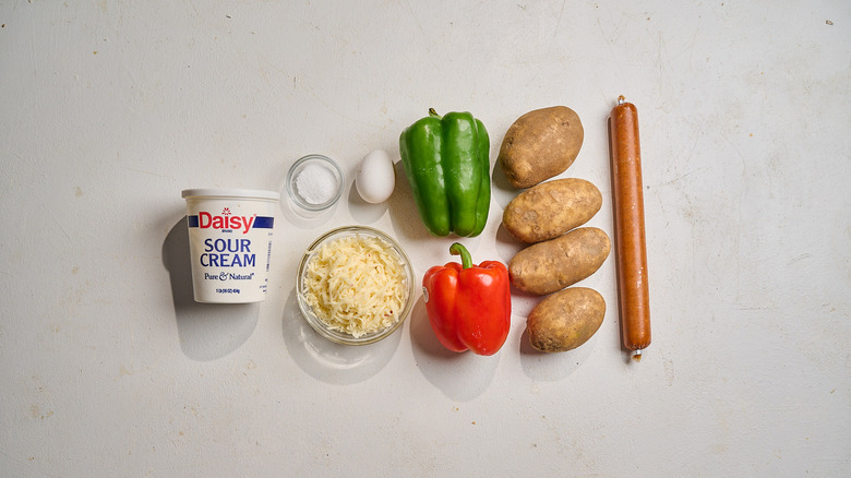 Mashed potato cup ingredients on a table