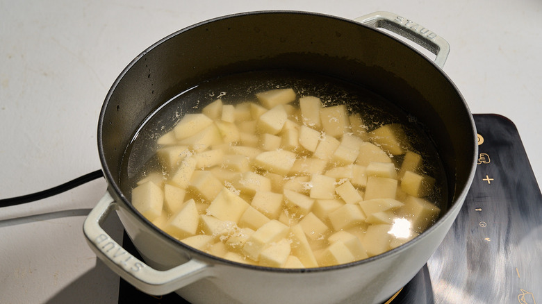 potatoes in a saucepan covered with water