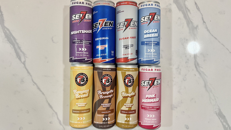 8 canned energy drinks and coffees from 7 Brew.