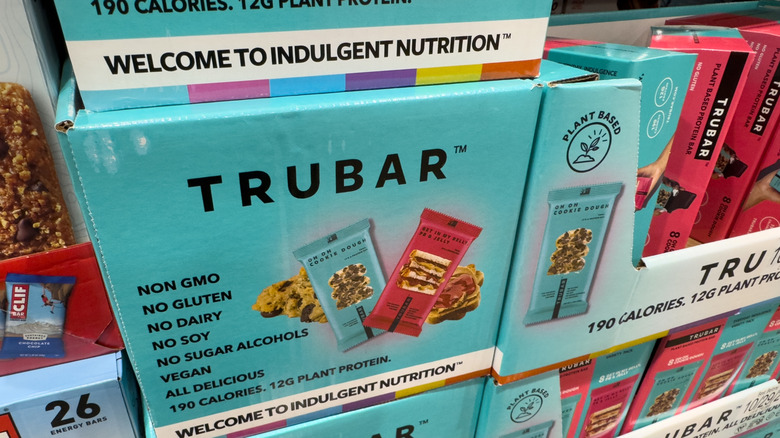 Cases and boxes of Trubar on grocery store shelves