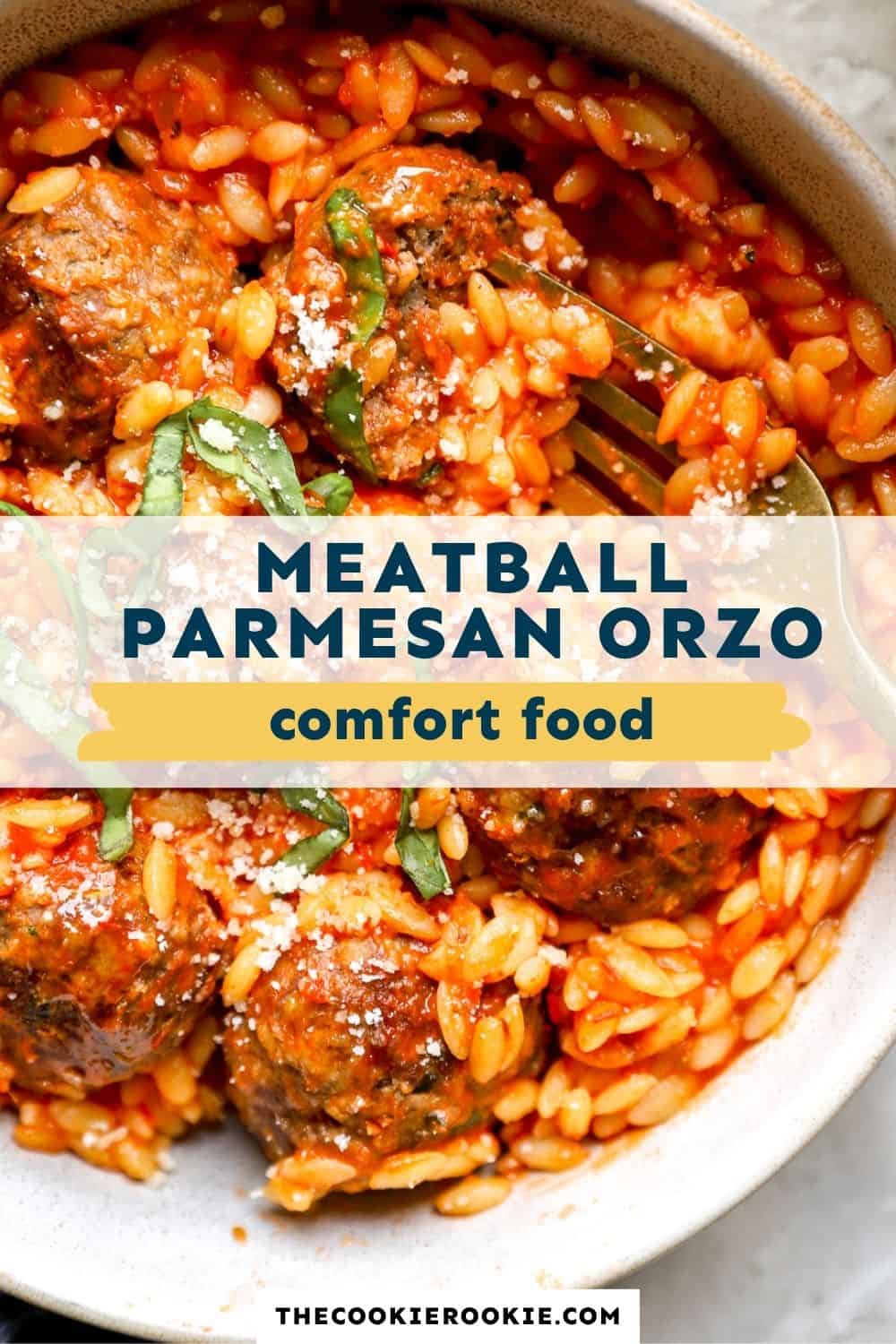 meatball parmesan orzo pin image