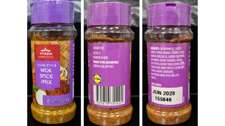 Three different angles of the Vitasia Asian Style Wok Spice Mix bottle