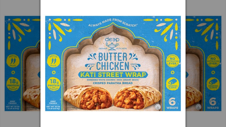 Deep Indian Kitchen Butter Chicken Kati Street Wraps on white background