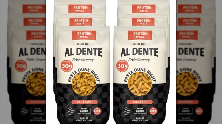 Al Dente Cavatappi and Rigatoni Protein Pasta Variety Pack on white background