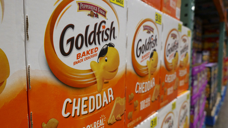 Bulk boxes of Goldfish Baked Snack Crackers for sale at Costco